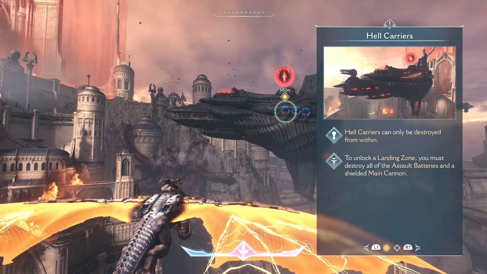 Take down 4 Hell Carriers in the Holy City of Aratum (Image via Sportskeeda Gaming || Bethesda Softworks)